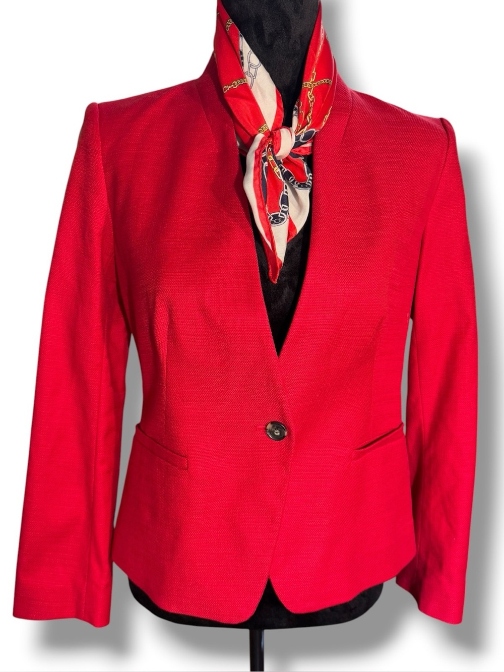 LOFT Bright Red Single-Button Blazer